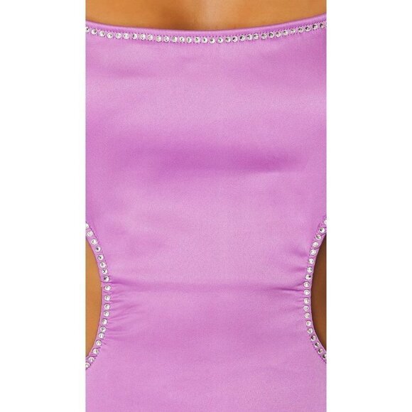 OW Collection Elisha Cut out Dress in Purple Medium New Womens Crystals - Picture 6 of 15
